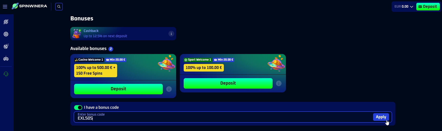 Spinwinera - 50 Giros Gratis